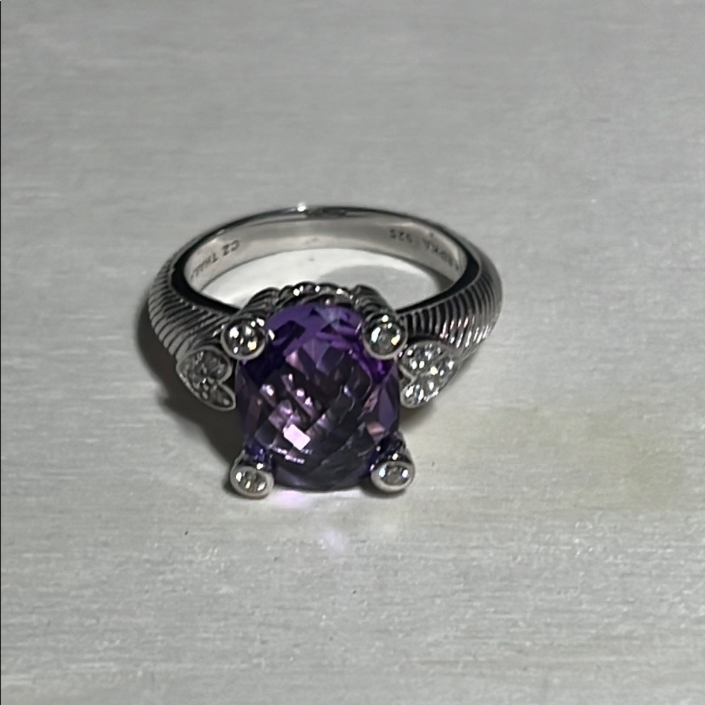 Judith Ripka Silver Ring with Purple Gemstone
